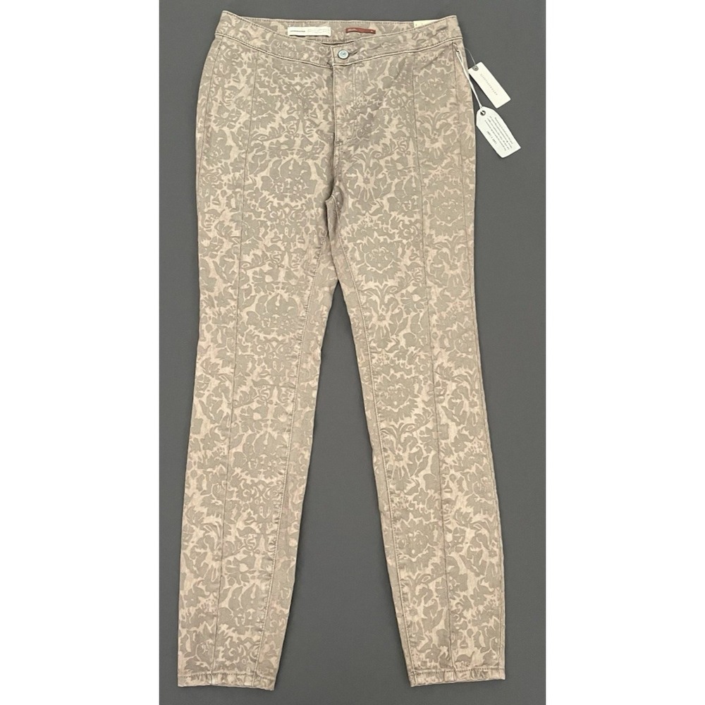NEW! Anthropologie Pilcro‎ High Rise Denim Leggings Size 29Tan Floral Patterned